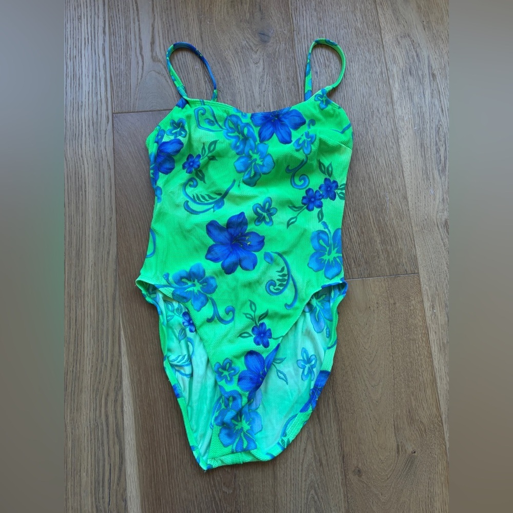 90’s sessa high thigh one piece neon bathing suit
